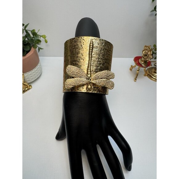 ZARA Gold Tone Oversized  Cuff Bracelet Statement Runway Fashion Jewelry - Picture 1 of 6